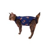 stylie Yazlık Ameliyat Sonrası Koruyucu Kedi Köpek Tulumu, Pamuklu, İnce, Lacivert, Ayıcıklı