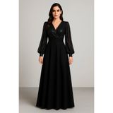stylingpark Üstü Payet Uzun Kollu Maxi Boy Elbise