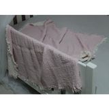 Stylish Home 4 Kat Muslin Çocuk / Bebek Battaniyesi 120 x 120 4 Kenarı Saçaklı - Açık Pembe