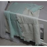 Stylish Home 4 Kat Muslin Çocuk / Bebek Battaniyesi 120 x 120 4 Kenarı Saçaklı - Mint