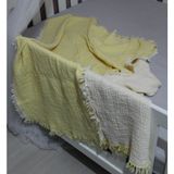 Stylish Home 4 Kat Muslin Çocuk / Bebek Battaniyesi 120 x 120 4 Kenarı Saçaklı - Sarı
