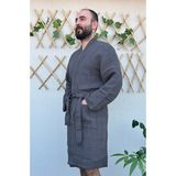 Stylish Home 4 Katlı %100 Pamuk Muslin Bornoz - L - XL - Antrasit