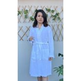 Stylish Home 4 Katlı %100 Pamuk Muslin Bornoz - L - XL - Beyaz