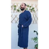 Stylish Home 4 Katlı %100 Pamuk Muslin Bornoz - L - XL - Lacivert