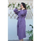 Stylish Home 4 Katlı %100 Pamuk Muslin Bornoz - L - XL - Mor