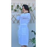 Stylish Home 4 Katlı %100 Pamuk Muslin Bornoz - S - M - Beyaz