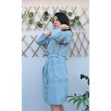Stylish Home 4 Katlı %100 Pamuk Muslin Bornoz - S - M - Nil Yeşili