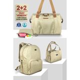 Stylo 4 lü set Anne Bebek Bakım Kadın Omuz Çantası Venedik & Duo Anne Bebek Bakım Sırt Çantası Takım-Bej