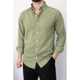 Stylo Men Erkek Krınkıl Keten Mint Yeşili Gömlek