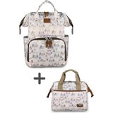 Stylo Paris Anne Bebek Bakım Çantası ve Isı Yalıtımlı Beach Bag Termos Çanta-2'li Takım - Bej - Ekru