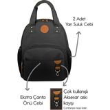 Stylo Popi Anne Bebek Bakım ve Sırt Çantası – Termal Biberon Bölmeli Geniş Hacimli ( Sıyah ) - Siyah