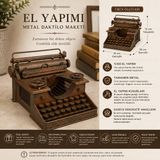 Stylon El Yapımı Metal Daktilo Maketi Antik Eskitme Retro Yazı Makinesi Modeli Vintage Ofis Objesi