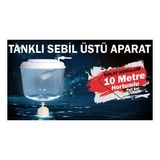 Su Arıtma Hazneli Sebil Üstü Aparat 10 mt Hortum ve Bağlantı Parçaları Dahil (Beyaz)