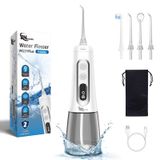 Su Diş Pensesinde Oral irrigatör, JNGOODS 300 ml Şarj Edilebilir Diş ipi IPX7 Su Geçirmez 9 Modlu LED Pil Ekranlı Taşınabilir Sulama, 4 Jet Uçlu Seyahat Ev Kullanımı (Beyaz)