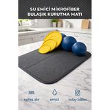 Su Emici Mikrofiber Bulaşık Kurutma Matı – Tezgah Üstü Kaymaz, Yıkanabilir Kurulama Altlığı Silikon