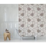 Su Geçirmez Banyo Perdesi Kahve Dantel Desen Duş Perde Yüksek Kal Çok Renkli