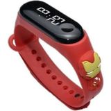 Su Geçirmez Dijital Çocuk Kol Saati, LED Ekran, Figürlü, Silikon Kordon - Altın - Kırmızı - 35 - 48 mm - Seçenek 1