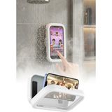 su geçirmez duş ıçi telefon kabı suya dayanıklı hareketli telefon tutucu banyo standı 19 cm - Beyaz