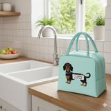 Su Geçirmez Isı Yalıtımlı Termal Yemek & Beslenme Çantası – Köpek Desenli Mavi - 3 Adet