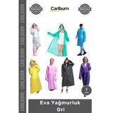 Su Geçirmez Kapüşonlu Unisex Dayanıklı Pratik Hafif Şeffaf Çıtçıtlı Koruyucu Eva Yağmurluk Gri
