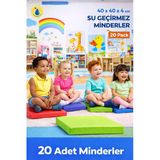 Su Geçirmez Kreş Minderi 40X40x4 Cm – Fermuarlı & Silinebilir – Anaokulu Yer Minderi – 20’Li Set