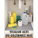 Su Geçirmez Tezgah Altı Düzenleyici Silikon Mat Lavabo Altı Organizer Evye Altı Koruyucu 60X40 Gri