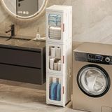 Su Geçirmez ve Mobil Banyo Dolabı - Ayarlanabilir Kapılar ve Raflar ile İnce Plastik Depolama Rafı, Yerden Tasarruf Sağlayan Katlanır Ev Saklama Dolabı