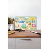Su Içinde Tropik Meyveler Cam Kesme Tahtası , Silikon Ayaklı, Kırılmaya Dayanıklı, Sunum Tablası - 30 x 45 cm