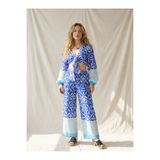 Su Koleksiyon LEYLA BAĞLAMALI CROP & PANTOLON TAKIM / mavi