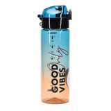 Su Matarası Tritan Geniş Ağız Su Şişesi Good Vibes Spor Matarası Suluğu BPAsız 550 mL Mavi 0100