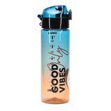 Su Matarası Tritan Geniş Ağız Su Şişesi Good Vibes Spor Matarası Suluğu BPAsız 550 mL Mavi 0100