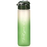 Su Matarası Tritan Geniş Ağız Su Şişesi Gradient Type Spor Matarası Suluğu Bpasız 630 ml Yeşil 0111 - Çok Renkli