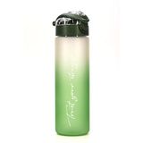 Su Matarası Tritan Geniş Ağız Su Şişesi Gradient Type Spor Matarası Suluğu BPAsız 630 mL Yeşil 0111