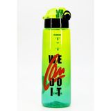 Su Matarası Tritan Geniş Ağız Su Şişesi Grafiti Spor Matarası Suluğu Bpasız 800 ml Yeşil 0104 - Çok Renkli