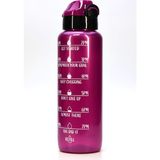 Su Matarası Tritan Geniş Ağız Su Şişesi Motivasyon Spor Matarası Suluğu Bpasız 1000 ml Mor T0103 - 1 Adet