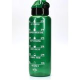 Su Matarası Tritan Geniş Ağız Su Şişesi Motivasyon Spor Matarası Suluğu Bpasız 1000 ml Yeşil T0103 - 1 Adet