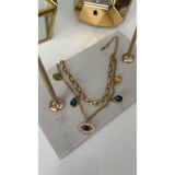 SU PERİSİ TAKI BİJUTERİ Çelik Gold Çift Sıra Göz Detaylı Bileklik
