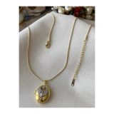 SU PERİSİ TAKI BİJUTERİ Çelik Gold Madalyon Alya Kolyesi