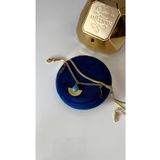 SU PERİSİ TAKI BİJUTERİ Çelik Gold Mavi Mineli Yarım Ay Detaylı Halhal