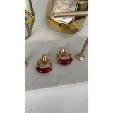 SU PERİSİ TAKI BİJUTERİ GOLD BORDO DETAYLI OVAL KÜPE