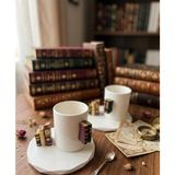 Su Tasarım Evi [özel Tasarım] El Yapımı Hediyelik Kitap Fincan + Kitap Türk Kahvesi Fincanı - Kahverengi