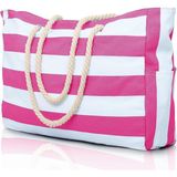 Su ve Kum Geçirmez Özellikli Büyük Boy Plaj Çantası - Pembe - 45x35x13 cm