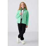 Su Yeşil Kalın Yumuşak Dokulu Standart Fit Nakışlı Polar Kız Çocuk Sweatshirt - 75154