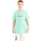 Su Yeşili Baskı Detaylı O Yaka Standart Kalıp Erkek Çocuk T-Shirt - 11117
