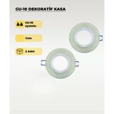 Su Yeşili Gu10 Uyumlu Kristal Cam Spot Kasa (2 Adet) – Dekoratif Gömme Tavan Uyumlu