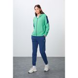 Su Yeşili-Parlament Pamuklu Kalın Kapüşonlu Oversize Fit Kadın Eşofman Takım - 95343
