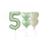 Su Yeşili Renk Rakam Kalp Folyo Balon Seti Yaş 5