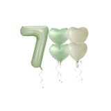 Su Yeşili Renk Rakam Kalp Folyo Balon Seti Yaş 7