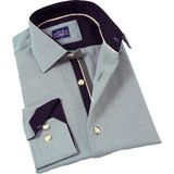 Su Yeşili Yaka ve Manşet Içi Lacivert Detaylı Oxford Slim Fit Erkek Gömlek - XL