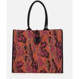 Su14 Turuncu – Fuşya Desenli Dokuma Omuz Çantası - Turuncu - Fuşya